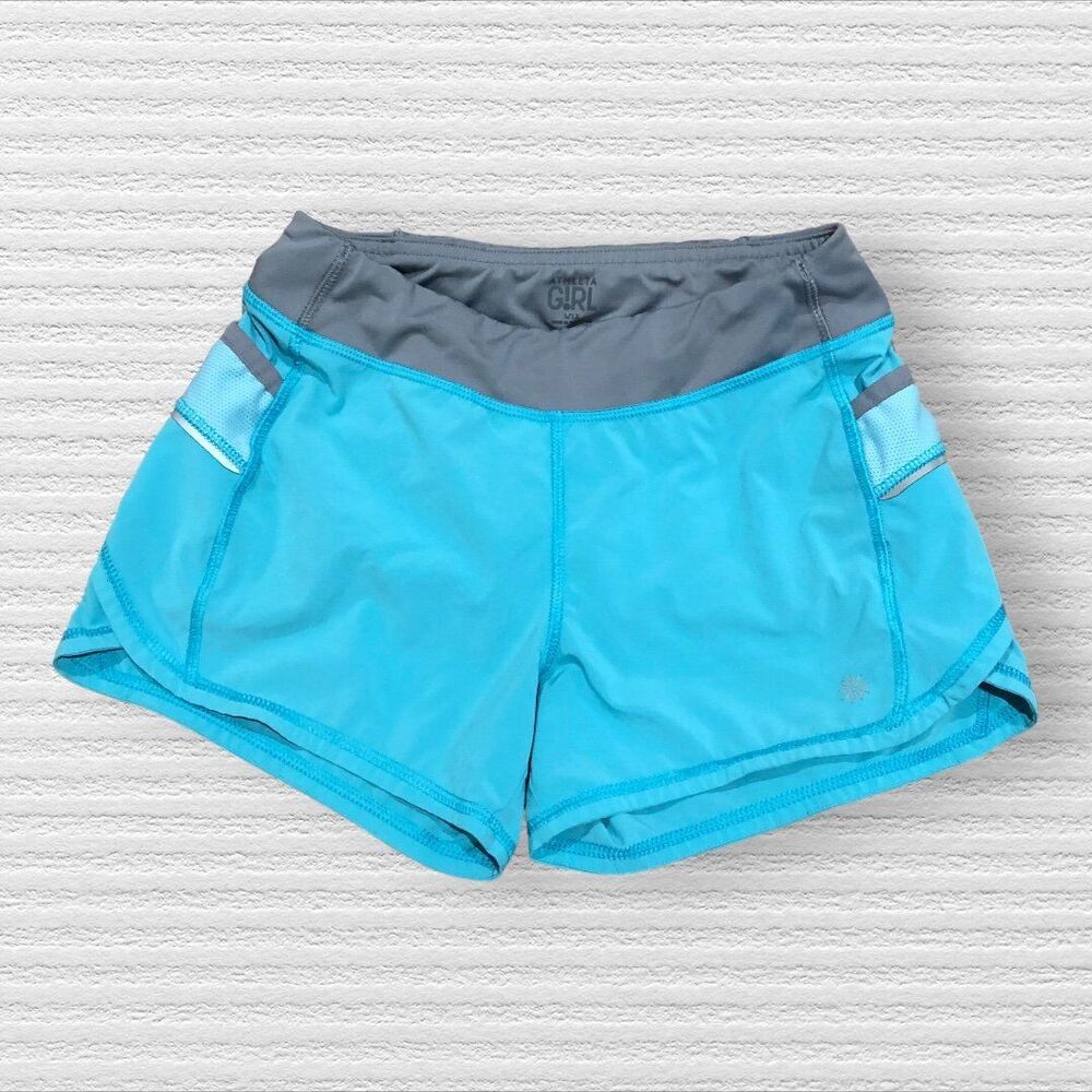 Athleta Girl 12 Record Breaker 3" Shorts Aqua Sparkle
